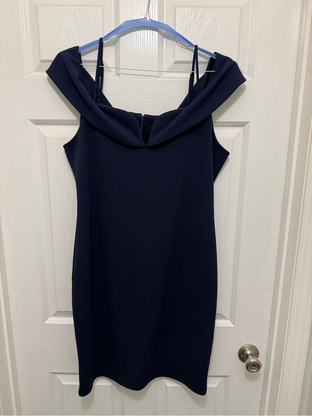 bebe Navy Off-Shoulder Midi Dress
